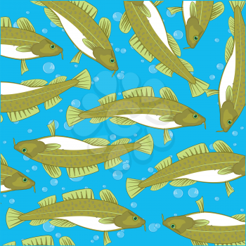 Vector illustration of the decorative pattern of valuable commercial fish codfish