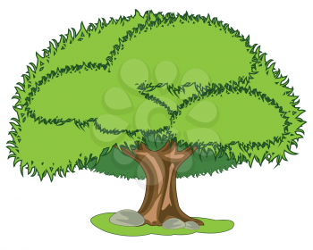 Vector illustration of the cartoon big made someone look fat tree with green foliage