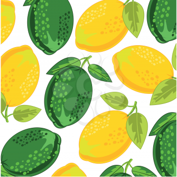 Lemon and lime pattern on white background is insulated