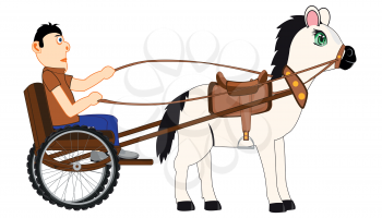 Vector illustration of the transport facility chaise with coachman and horse