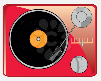 Old-time music instrument for listening plate.Vector illustration
