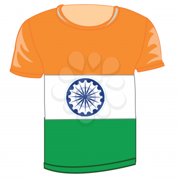 T-shirt flag to India on white background is insulated