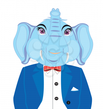 Cartoon of the elephant in suit on white background insulated