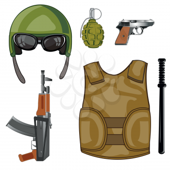 Weapon and equipment modern military and means of protection waistcoat