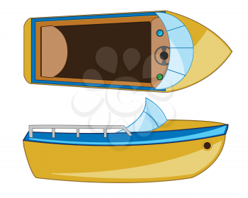 Vector illustration of the small sailboat type from the side and overhand
