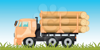 Vector illustration of the cargo car with cargo log