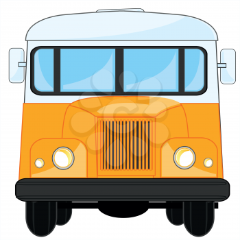 Retro bus type frontal on white background is insulated