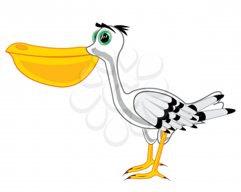 Vector illustration of the cartoon of the bird pelican