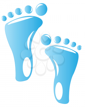 Vector illustration of the trace of the nacked leg of the person from drop of water on white background