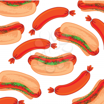 Vector illustration of the pattern from hot dog on white background