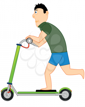 Vector illustration young men riding on scooter