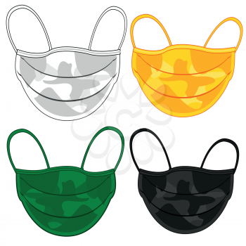 Colour medical defensive masks on white background is insulated