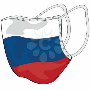 Vector illustration of the defensive fabrics mask in colour of the flag to Russia