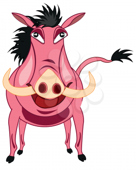Vector illustration of the cartoon of the wildlife of the wild boar warthog