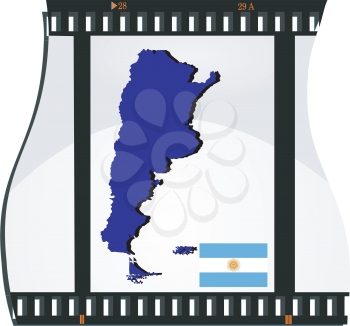 Royalty Free Clipart Image of a Photograph Negative with a Map of Argentina