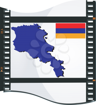 Royalty Free Clipart Image of a Photograph Negative with a Silhouette of Armenia