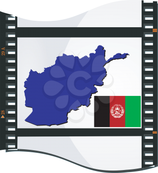 Royalty Free Clipart Image of a Filmstrip With a National Map of Afghanistan