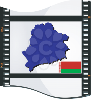 Royalty Free Clipart Image of a Photograph Negative with a Map of Belarus