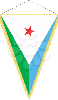 Royalty Free Clipart Image of a Pennant With the National Flag of Djibouti