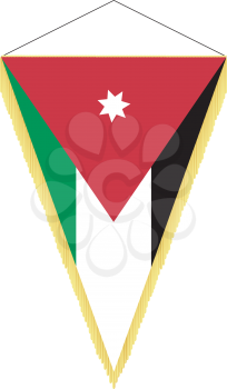 Royalty Free Clipart Image of a Pennant With a Flag of Jordan