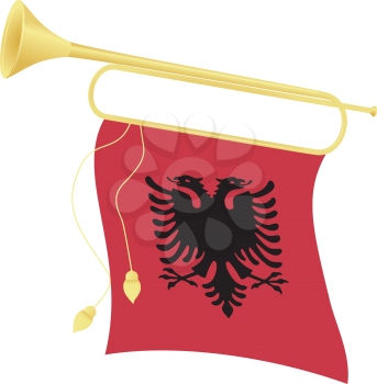 Royalty Free Clipart Image of a Bugle With a Flag Representing Ablanii