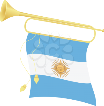 Royalty Free Clipart Image of an Argentina Bugle Horn With a Flag