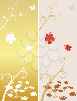 Royalty Free Clipart Image of an Autumn Background With Two Different Patterns