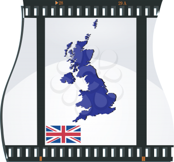 Royalty Free Clipart Image of a Photographic Negative with a Map of Britain