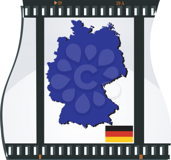 Royalty Free Clipart Image of a Photograph Negative With a Silhouette of Germany