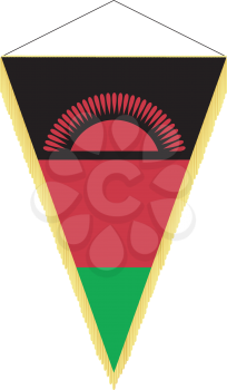 Royalty Free Clipart Image of a Pennant with the National Flag of Malawi 