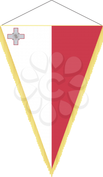 Royalty Free Clipart Image of a Pennant With the National Flag of Malta