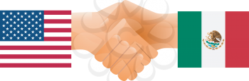 Royalty Free Clipart Image of a Symbol of United States and Mexico Shaking Hands