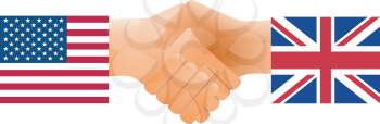 Royalty Free Clipart Image of a Handshake Between United States and Britain