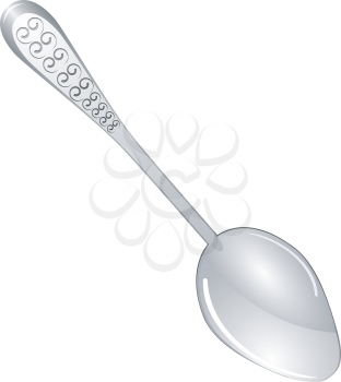 Royalty Free Clipart Image of a Silver Spoon With a Decorated Handle