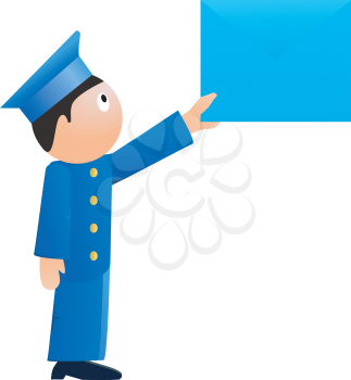 Royalty Free Clipart Image of a Postman Handing out Mail