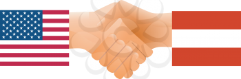 Royalty Free Clipart Image of a Handshake Between the United States and Austria