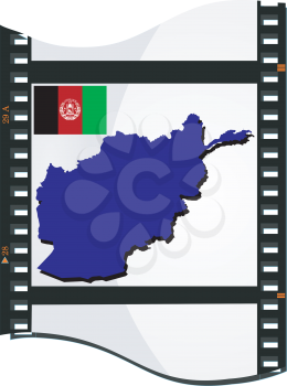 Royalty Free Clipart Image of a Filmstrip Negative With a Map of Afghanistan