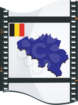 Royalty Free Clipart Image of a Photograph Negative with a Map of Belgium