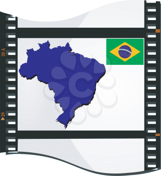 Royalty Free Clipart Image of a Film Strip With a Map of Brazil