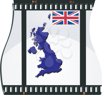 Royalty Free Clipart Image of a Film Strip of a Map of Britain