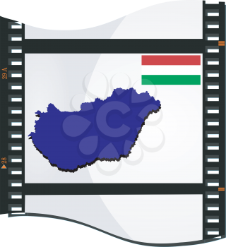 Royalty Free Clipart Image of a Photograph Negative Strip With a Map of Hungary