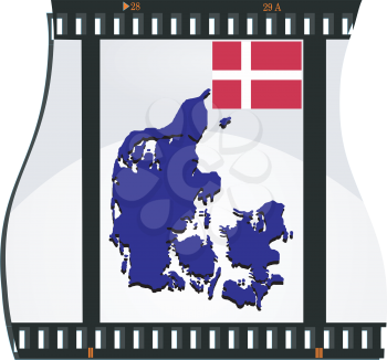 Royalty Free Clipart Image of a Photograph Negative with a Map of Denmark
