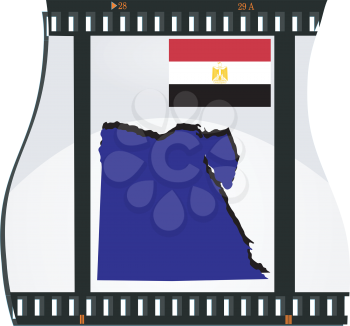 Royalty Free Clipart Image of a Film Strip With a Map of Egypt