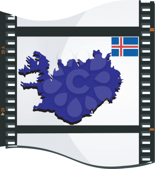 Royalty Free Clipart Image of a Film Strip Negative of Iceland