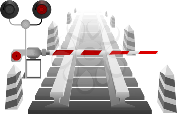 Royalty Free Clipart Image of a Railway Crossing