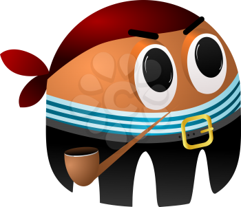 Royalty Free Clipart Image of a Cartoon Pirate with a Tobacco Pipe
