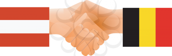 Royalty Free Clipart Image of a Handshake Between Austria and Belgium 