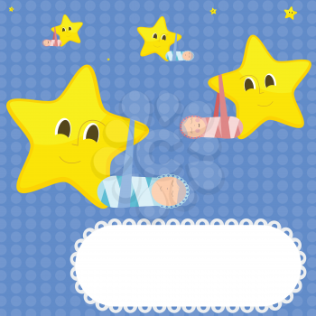 Royalty Free Clipart Image of a Background of Baby Decorations and a Newborn Baby