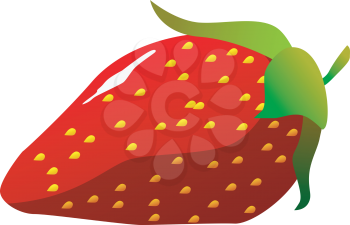 Royalty Free Clipart Image of a Fresh Strawberry With a Green Stem