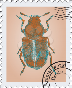 Royalty Free Clipart Image of a Stamp With a Beetle Icon